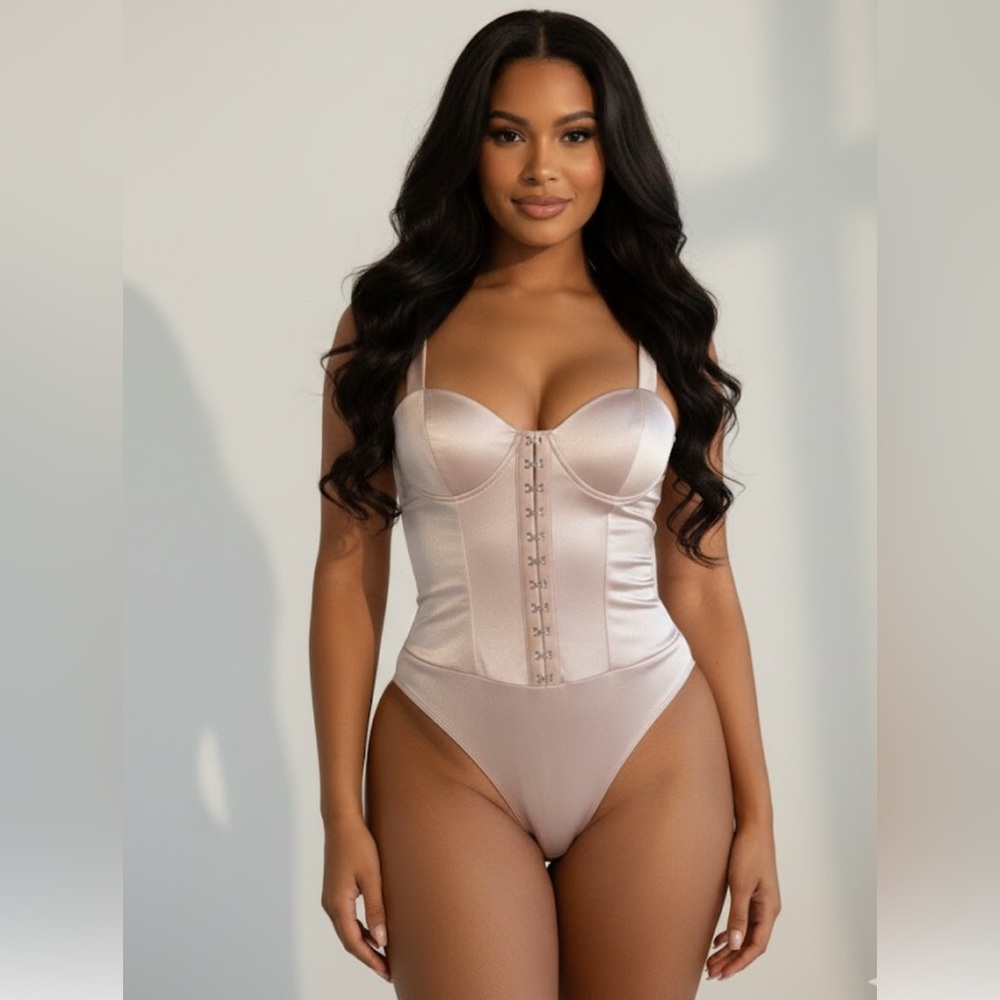 Love By Design Shimmering Beige Bodysuit